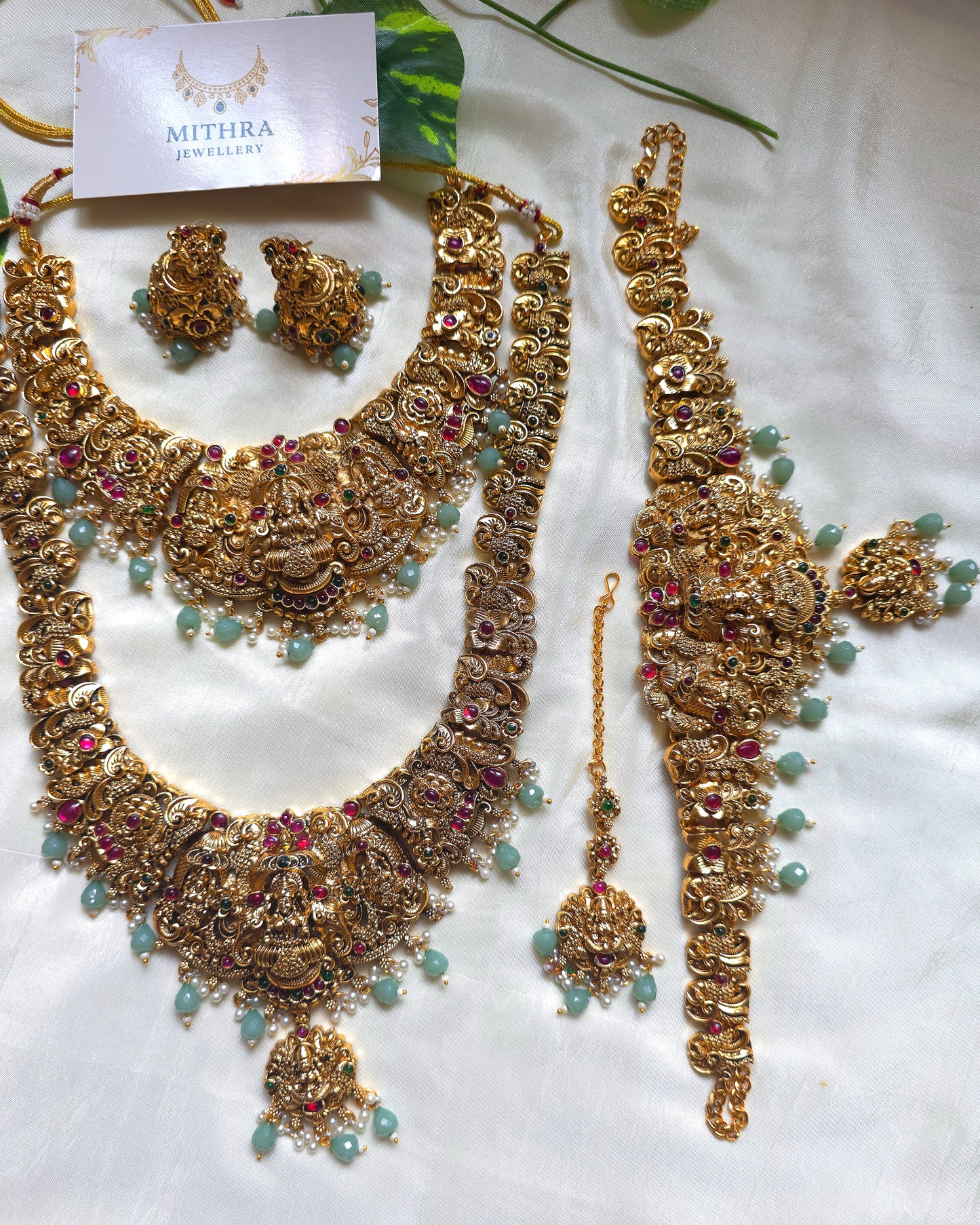 Mint Green & Ruby Semi Bridal Set MJ1071
