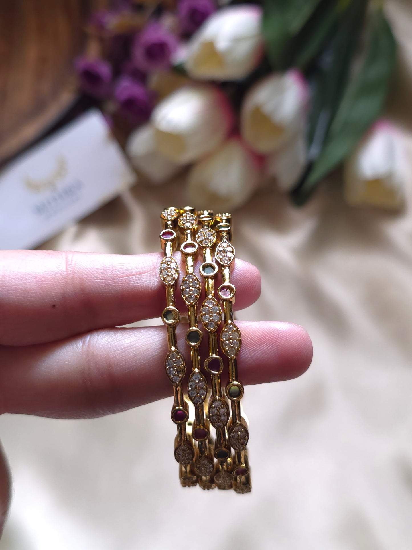 Dainty Zircon & Gemstone Stackable Bangles MJ1090