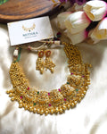 Grand Antique Gold Guttapusalu Style Lakshmi Necklace