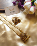 Antique Gold Finish Lakshmi Temple Chain with Jhumkas