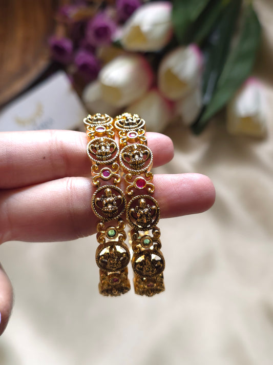 Divine Heritage: Antique Gold Temple Bangles MJ1091