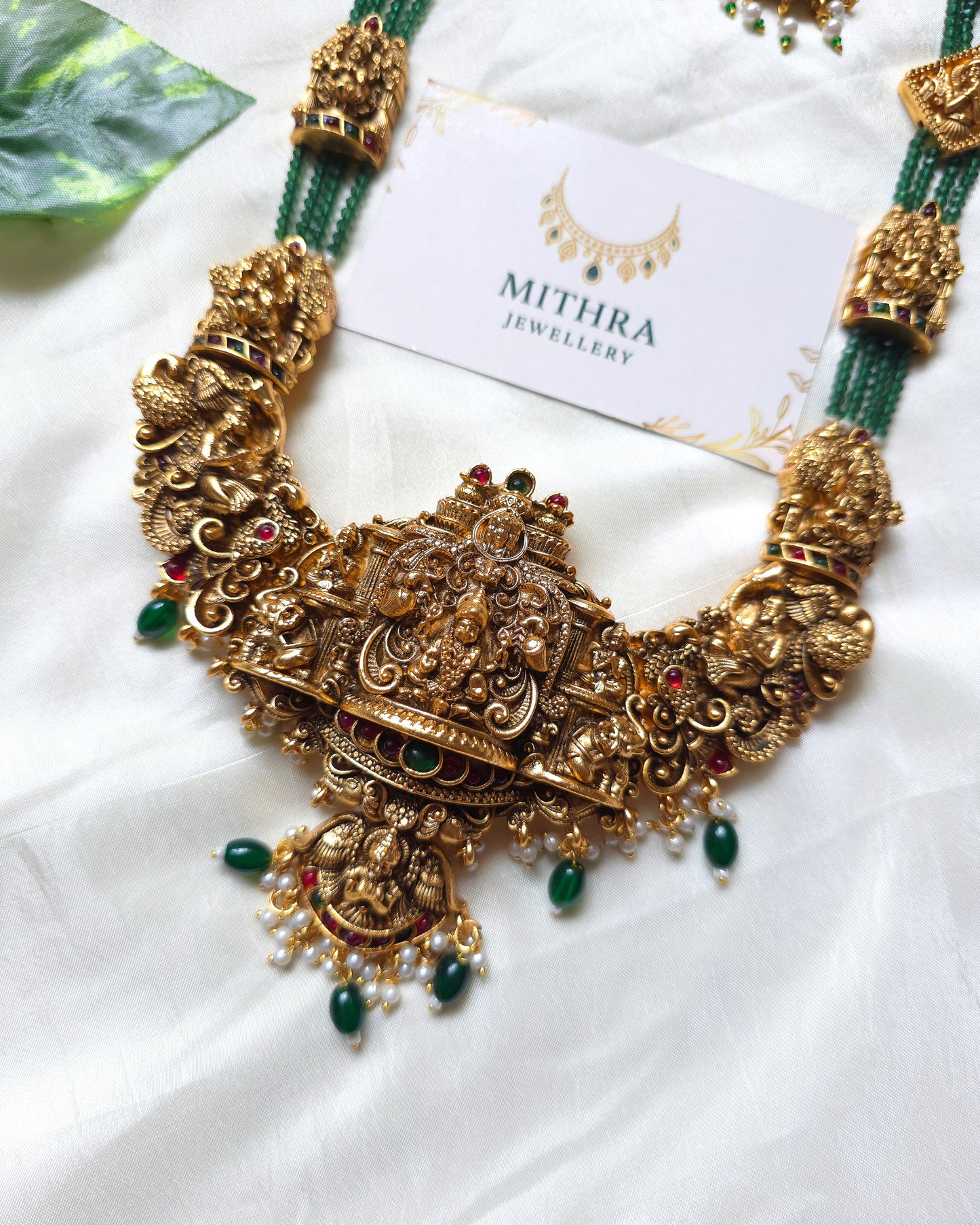 Royal Nakshi Green-Bead Haram MJ1073