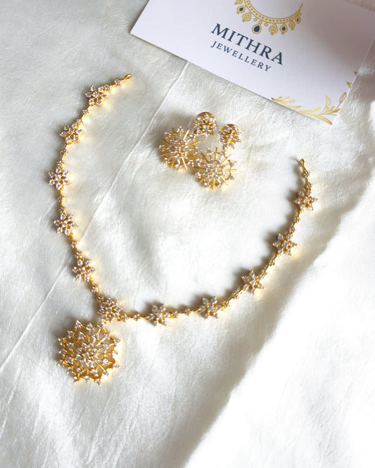 FROST - Radiant Sunburst Floral Necklace & Earring Set MJ1033