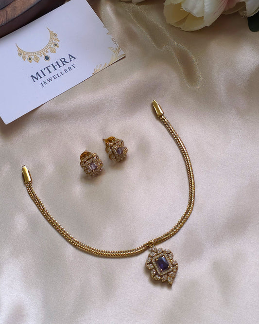 Royale Bloom Gemstone Choker & Matching Studs Set MJ1044