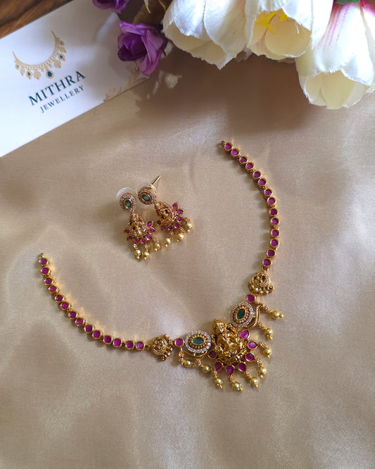 Divine Lakshmi Motif Temple Necklace Set MJ1015