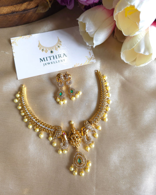 Divine Majesty: Antique Elephant & Lakshmi Necklace Set MJ1055