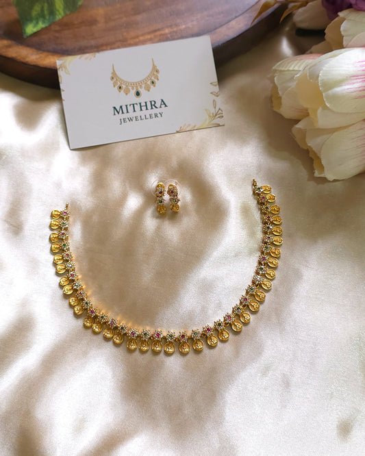 Divine Lakshmi Kasulaperu Necklace & Earrings Set MJ1018