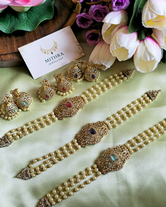GARDEN - Pearl & Filigree Choker Set MJ1010