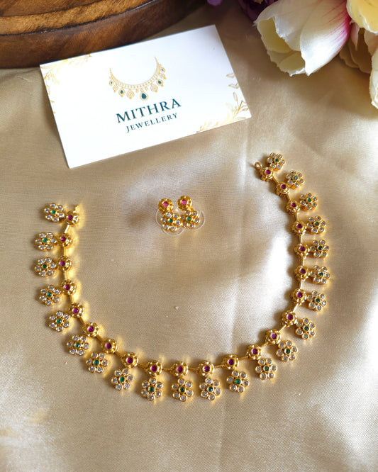 Multi-Color Floral Medley Choker MJ1035