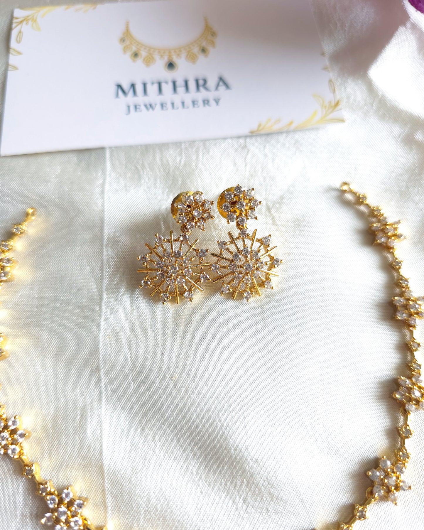 FROST - Radiant Sunburst Floral Necklace & Earring Set MJ1033