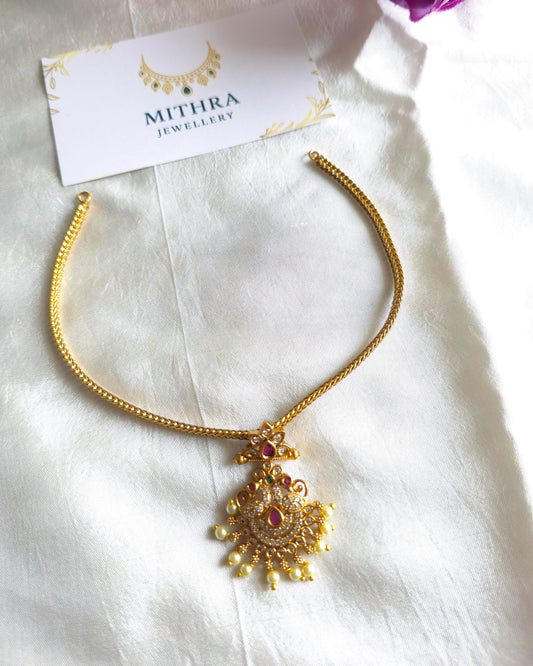 Floral Temple Pendant with Twisted Rope Chain MJ1039