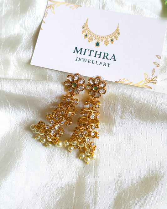 Exquisite Floral Multi-Tier Jhumka Earrings MJ1088