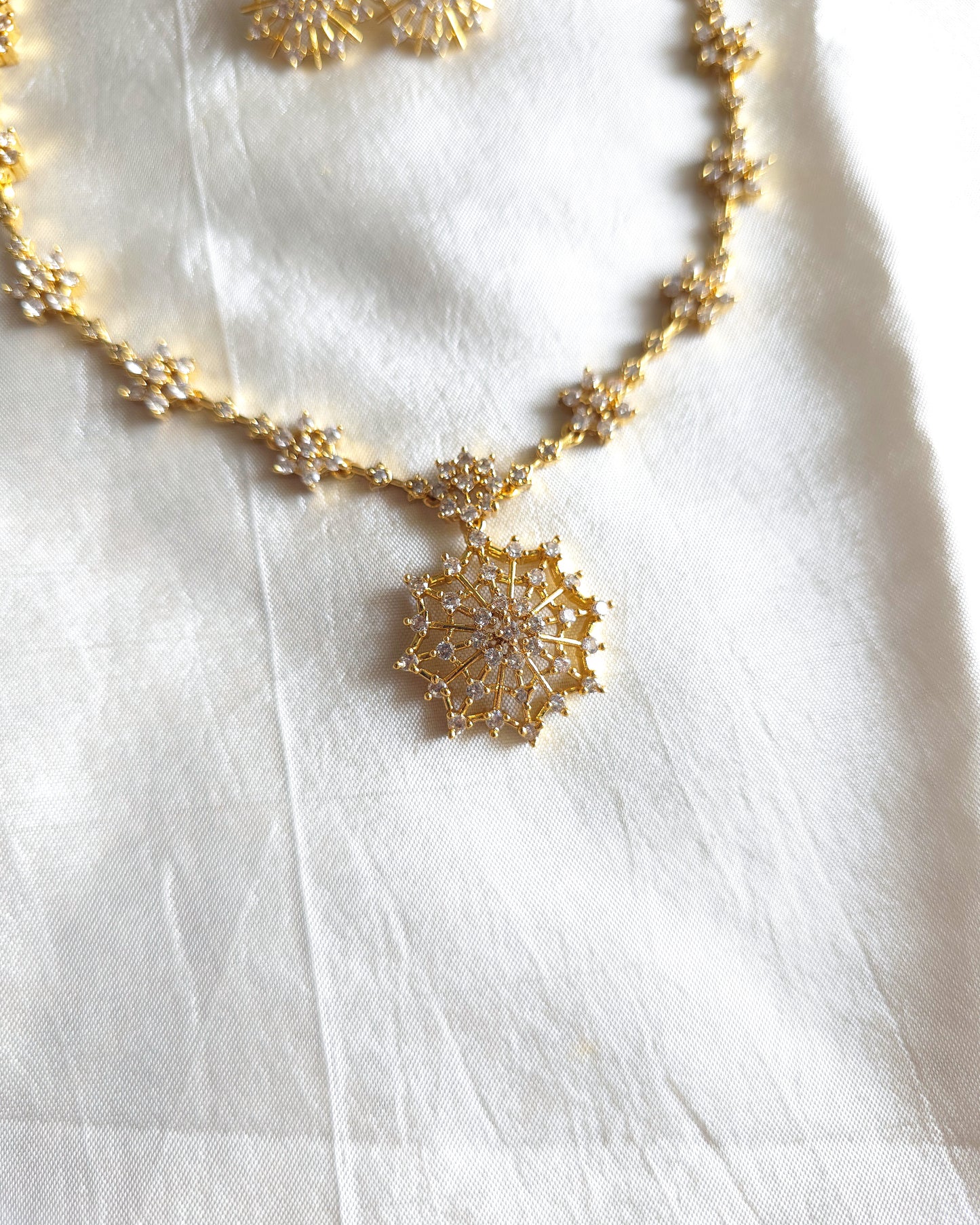 FROST - Radiant Sunburst Floral Necklace & Earring Set MJ1033