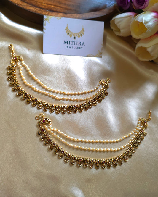 Gold-Toned Multi-Layered Ear Chains (Mattilu) MJ1080