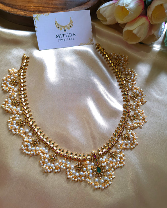 Regal Guttapusalu-Style Antique Haram (without Earrings) MJ1006