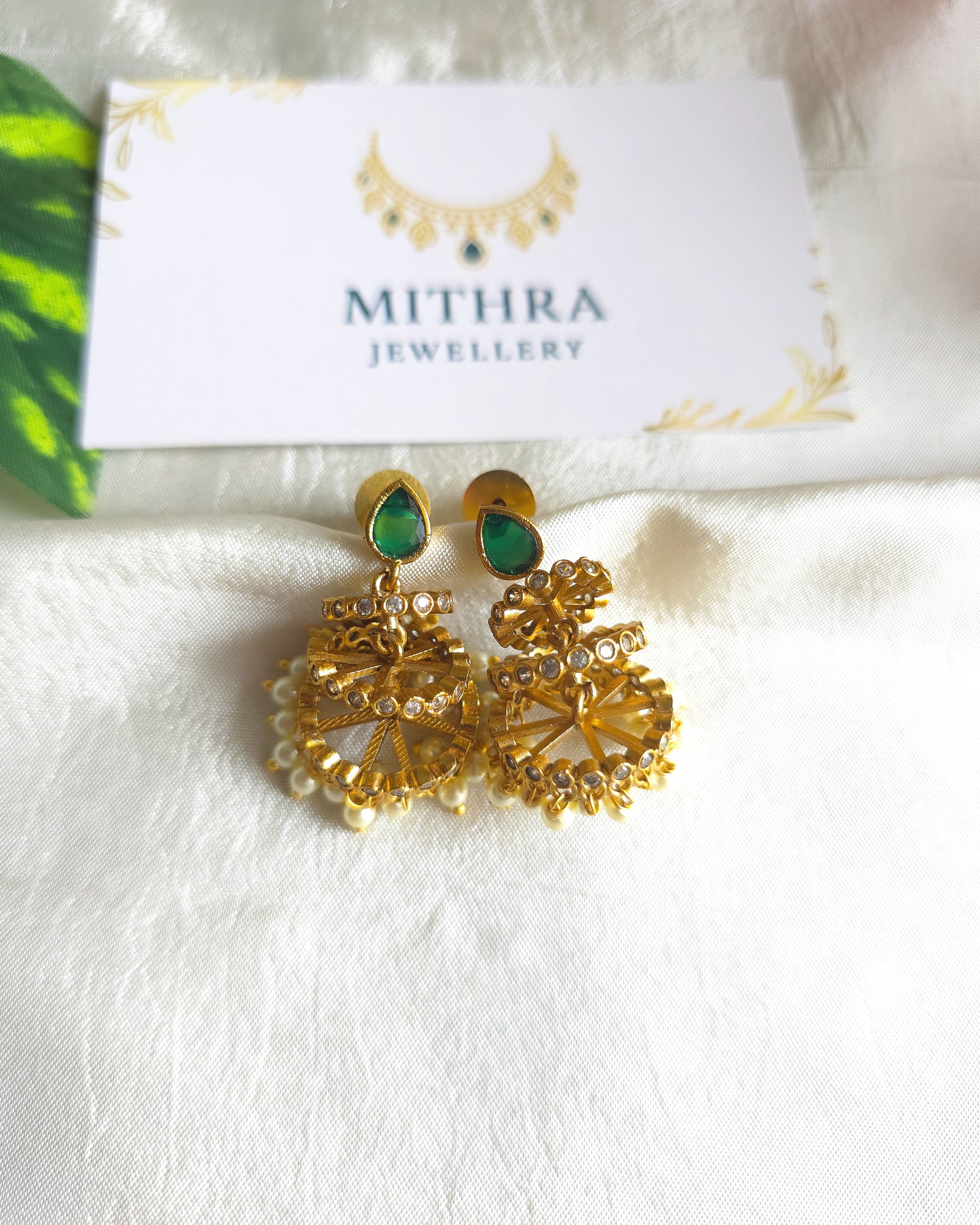 Exquisite Tiered Wheel Jhumkas with Pearl Accents MJ1085