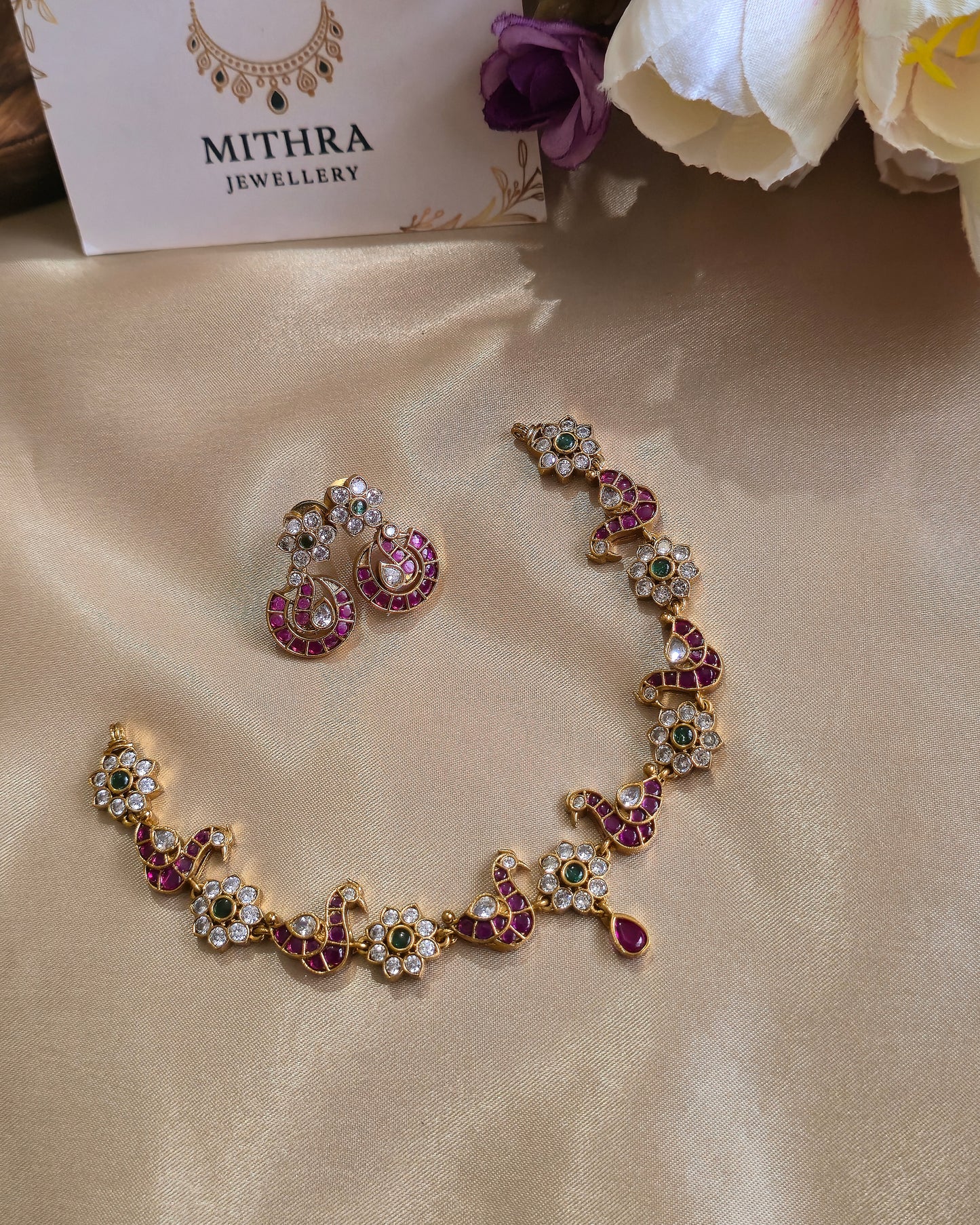 Regal Peacock Motif Kemp Choker Set MJ1013